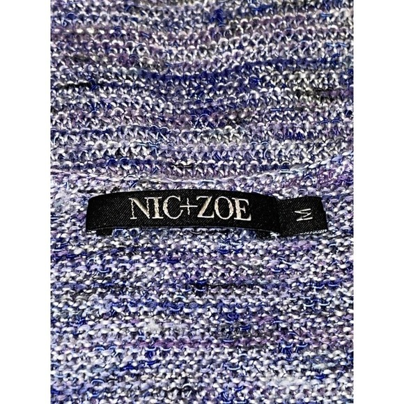 NIC + Zoe Size M Purple Space Dyed Textured Knit Linen Blend Sweater - Picture 5 of 7